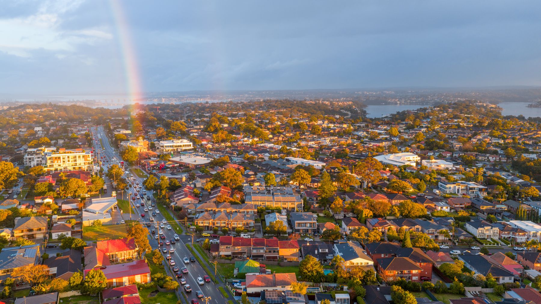 Aerial view over Sydney suburbs